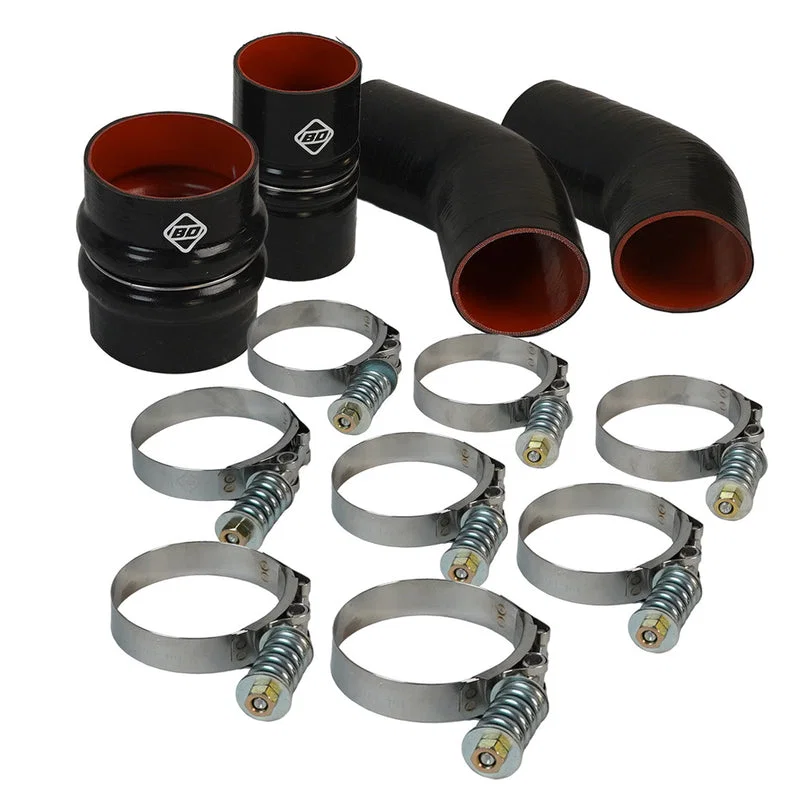 1045218 – BD DIESEL Intercooler Hose Coupling, Black Silicone With Four Boots/ Eight Constant Tension Spring Clamps
